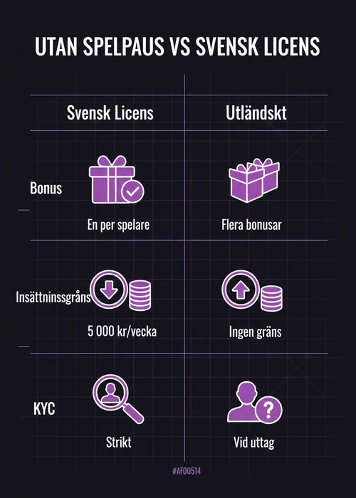 Spelmarker och tärningar med en skärm som visar ett utländskt casino utan Spelpaus.